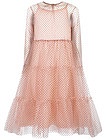 Воздушное платье бежевого цвета в горошек - 1054509386300