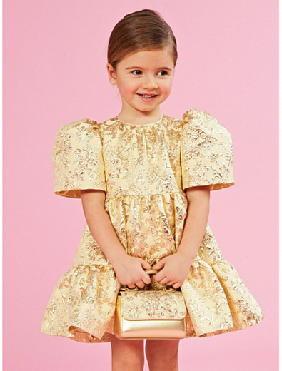Золотистое платье из жаккарда ламе Dolce & Gabbana - 1054509175348 - Фото 2