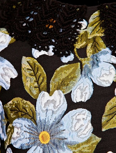 Платье с кружевным воротничком цветочного принта Dolce & Gabbana - 1053909880012 - Фото 2