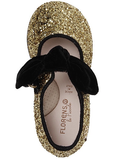 Золотые туфли с бархатными бантами Florens - 2010109980040 - Фото 5