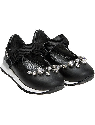 Черные туфли с кристаллами Simonetta - 2011109780340 - Фото 1