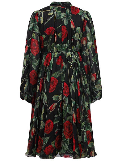 Шелковое платье с принтом розы Dolce & Gabbana - 1054509185026 - Фото 4