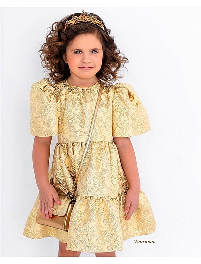 Золотистое платье из жаккарда ламе Dolce & Gabbana - 1054509175348 - Фото 4