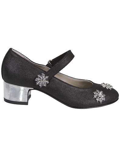 Черные туфли с цветочками Simonetta - 2011109980375 - Фото 2