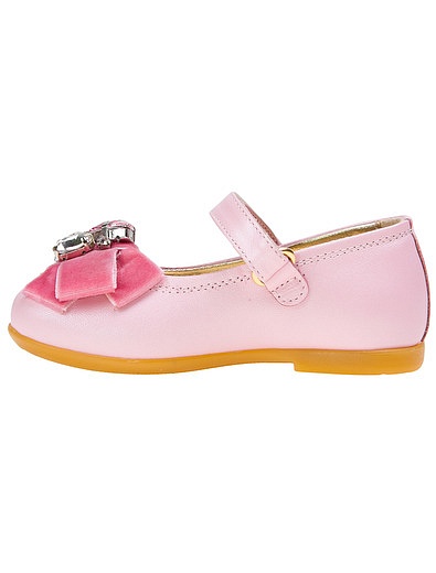 Розовые туфли с бархатными бантами и кристаллами Missouri - 2012609780038 - Фото 3