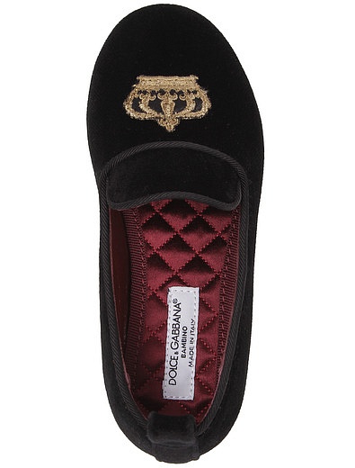 Туфли из бархата с нашивкой в виде короны Dolce & Gabbana - 2011119980808 - Фото 4