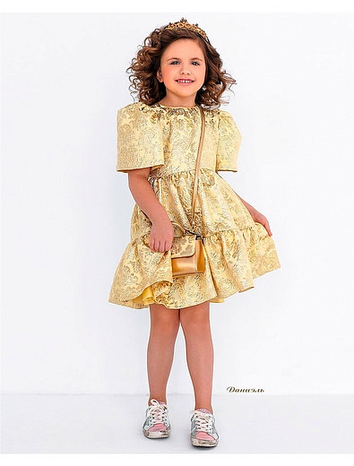 Золотистое платье из жаккарда ламе Dolce & Gabbana - 1054509175348 - Фото 5