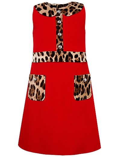 Платье из кади с леопардовым принтом Dolce & Gabbana - 1051309980400 - Фото 1