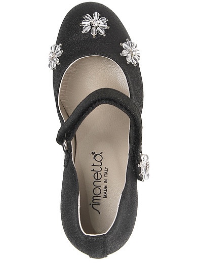 Черные туфли с цветочками Simonetta - 2011109980375 - Фото 4