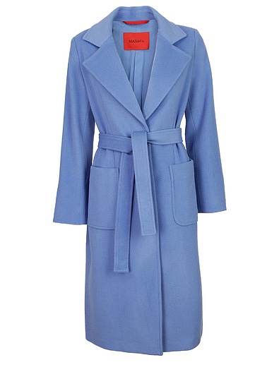 Голубое пальто с поясом MAX&CO - 1124509410135 - Фото 1