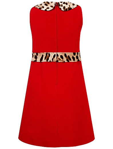 Платье из кади с леопардовым принтом Dolce & Gabbana - 1051309980400 - Фото 4