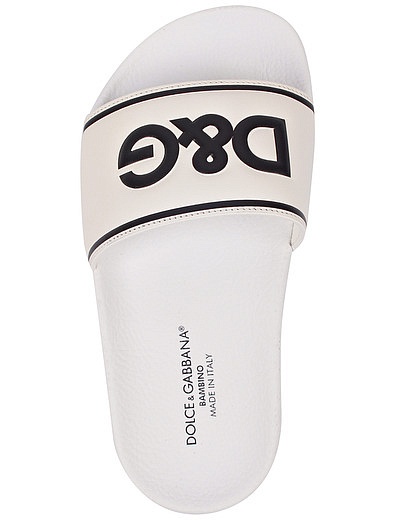 Белые Шлепанцы пляжные с логотипом Dolce & Gabbana - 2284519270149 - Фото 4