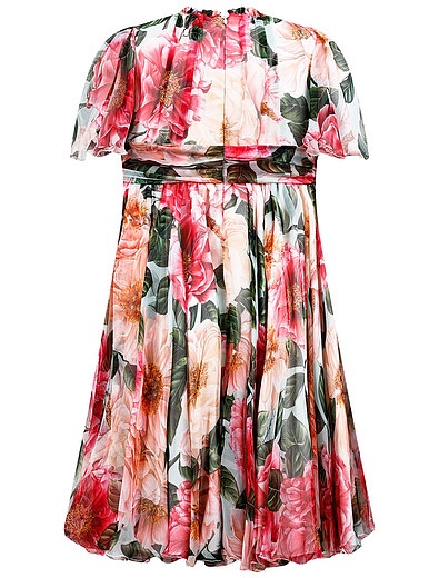 Шелковое платье с поясом Dolce & Gabbana - 1054509175584 - Фото 4