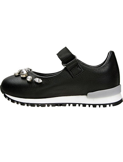 Черные туфли с кристаллами Simonetta - 2011109780340 - Фото 3