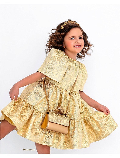 Золотистое платье из жаккарда ламе Dolce & Gabbana - 1054509175348 - Фото 6