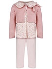 Розовый комплект из кардигана, блузы и брюк - 3034509281018