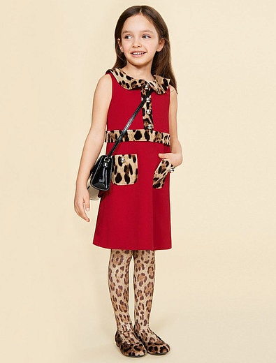 Платье из кади с леопардовым принтом Dolce & Gabbana - 1051309980400 - Фото 3