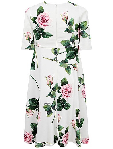 Платье из вискозы с принтом тропические розы Dolce & Gabbana - 1054509076324 - Фото 2