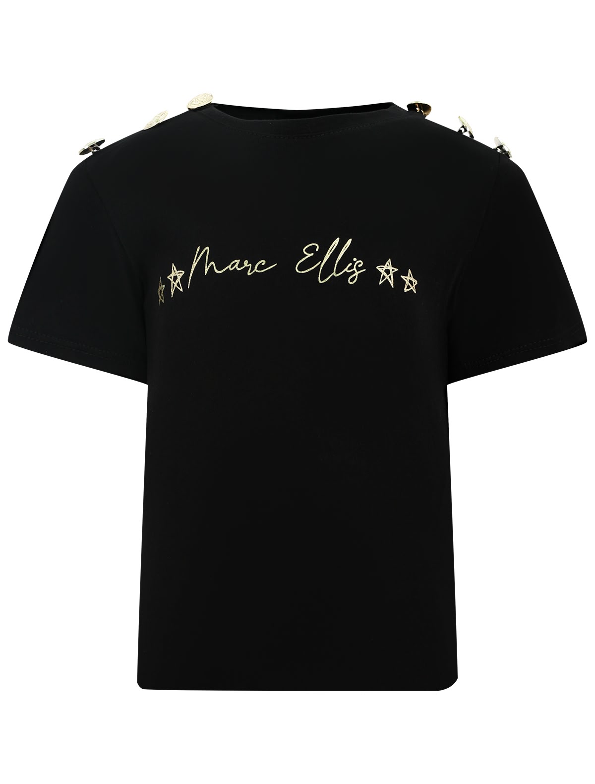 Футболка с декором из пуговиц