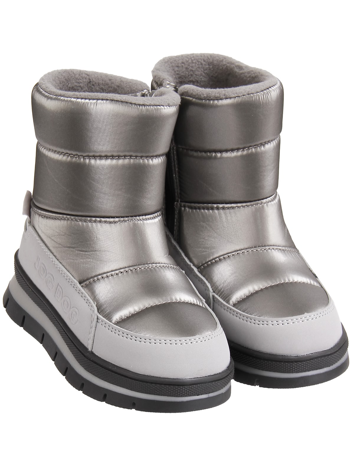 Серебристые дутые полусапоги