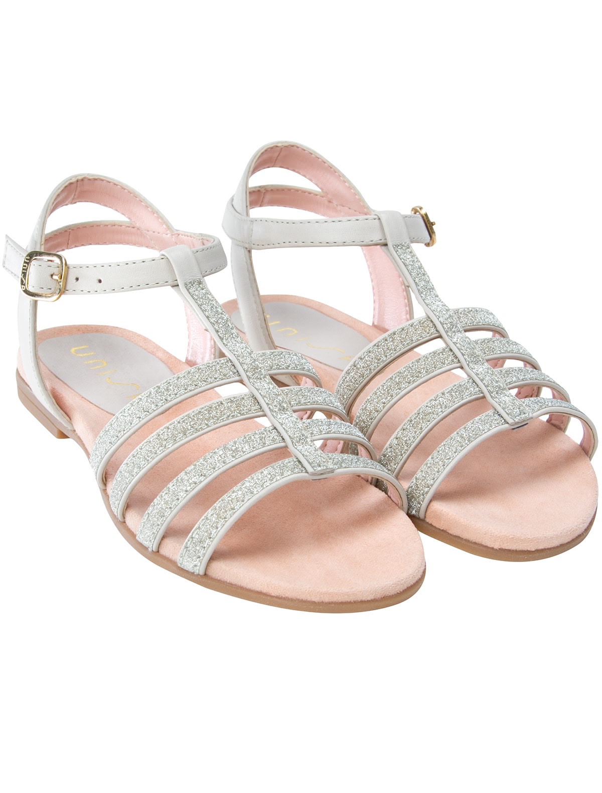 Бежевые блестящие босоножки из натуральной кожи