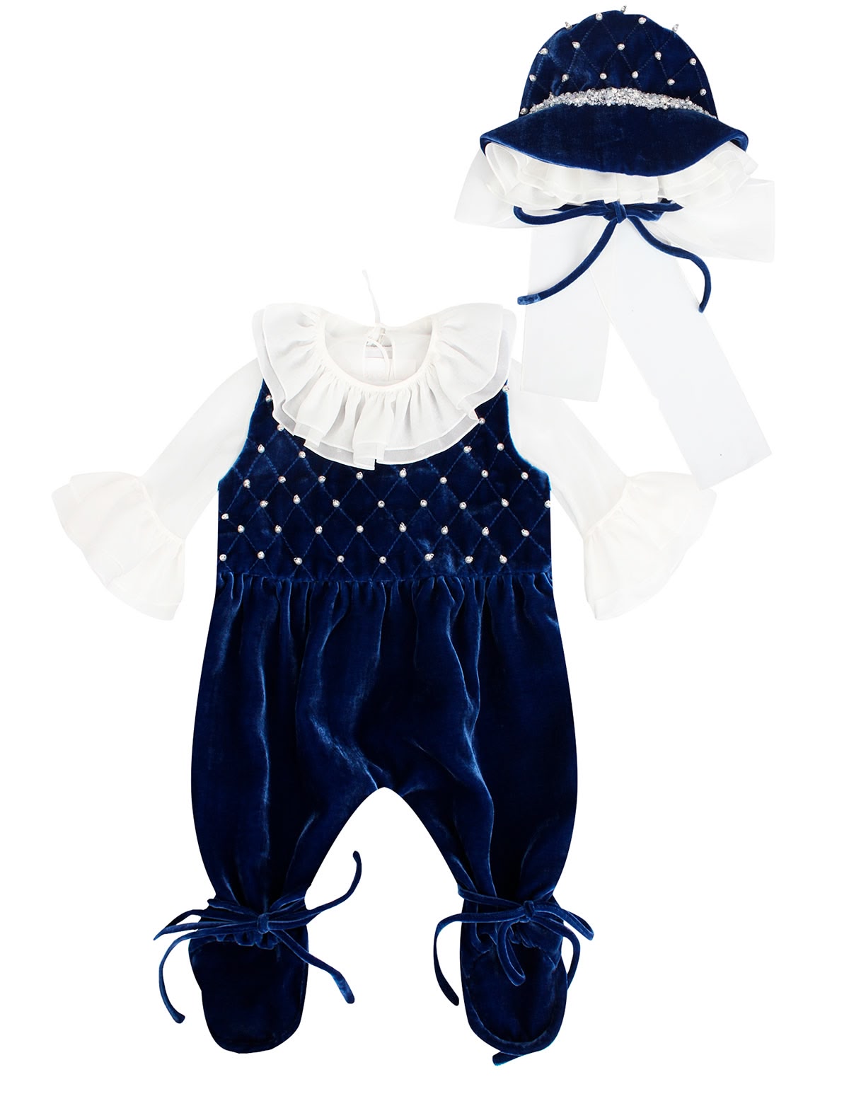 Тёмно-синий комплект с шапочкой из 4 шт