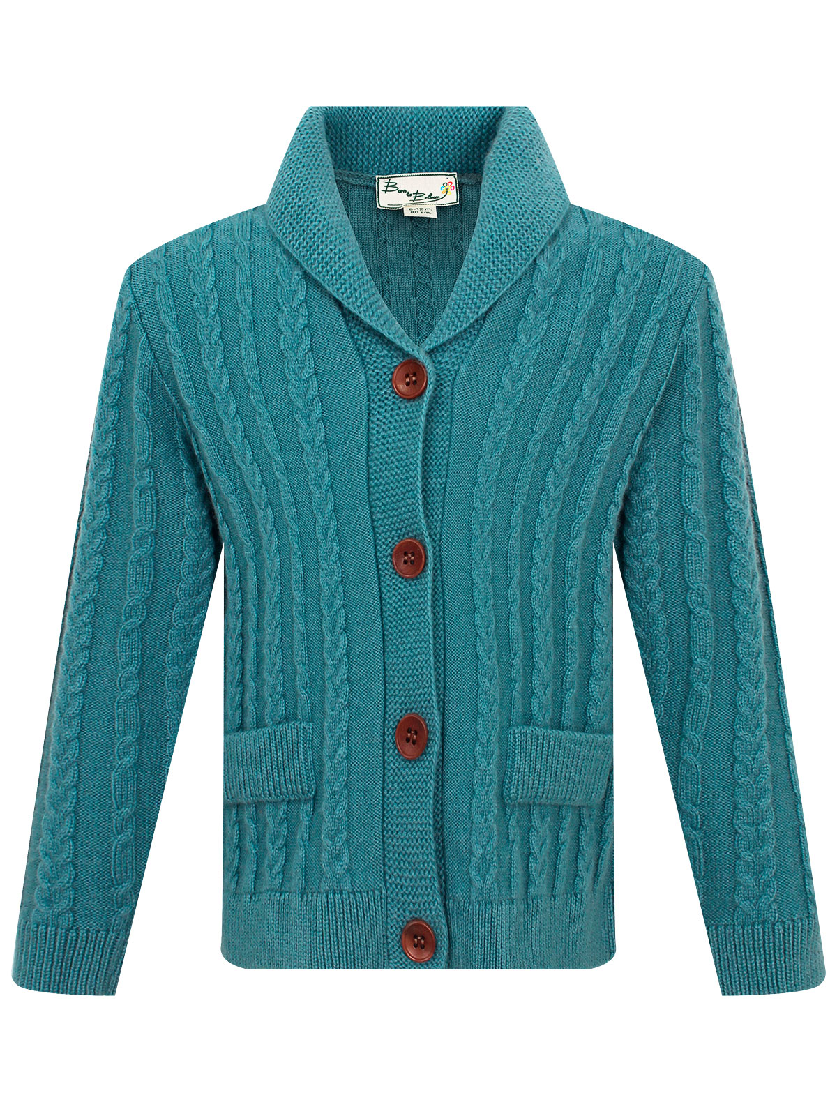 Тёмно-зелёный кардиган в косичку