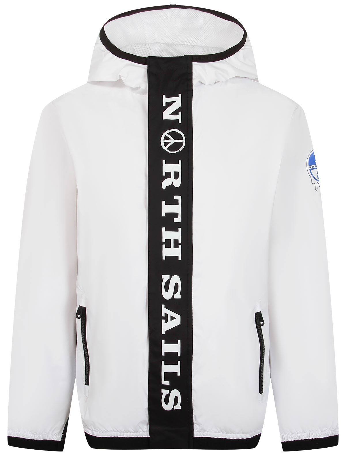 Белая ветровка с капюшоном