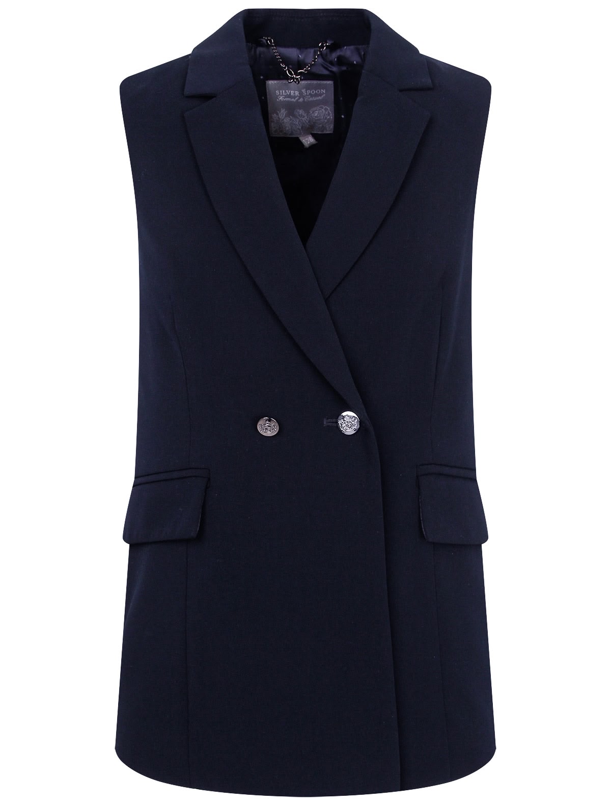 Жилет удлиненный двубортный