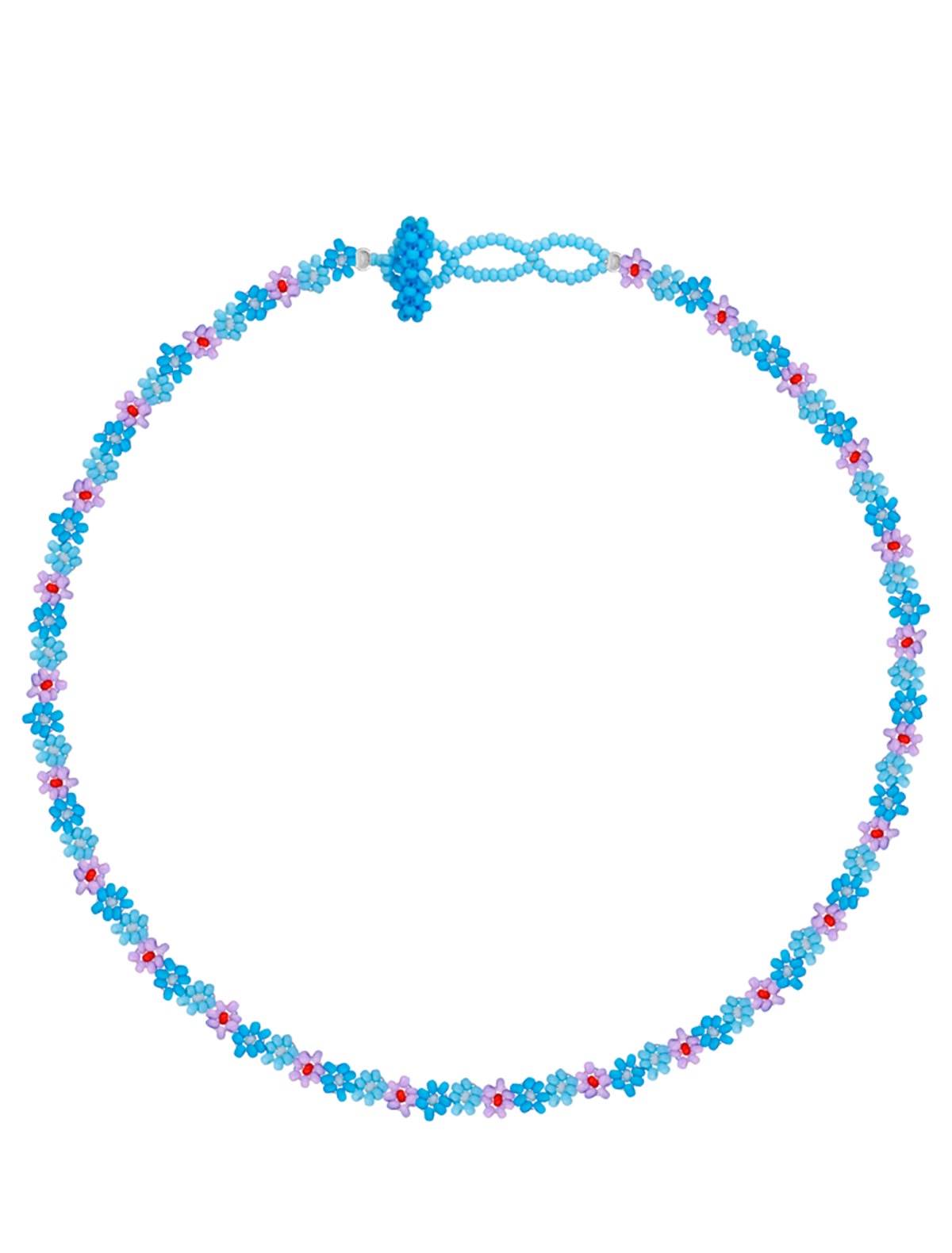 Голубое колье Цветочки из бисера