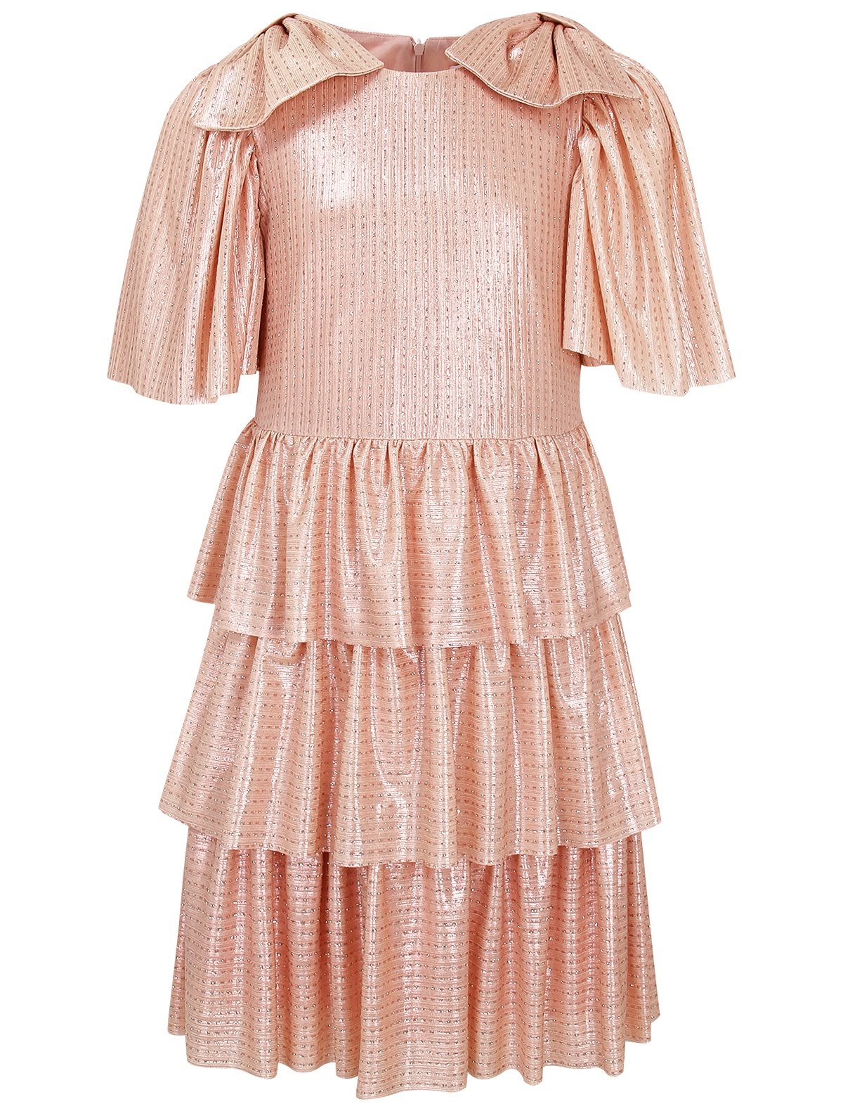 Блестящее розовое платье с бантами