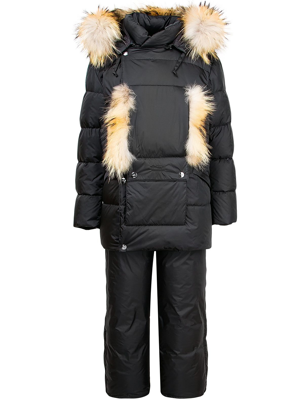 Черный утепленный комплект с меховой отделкой