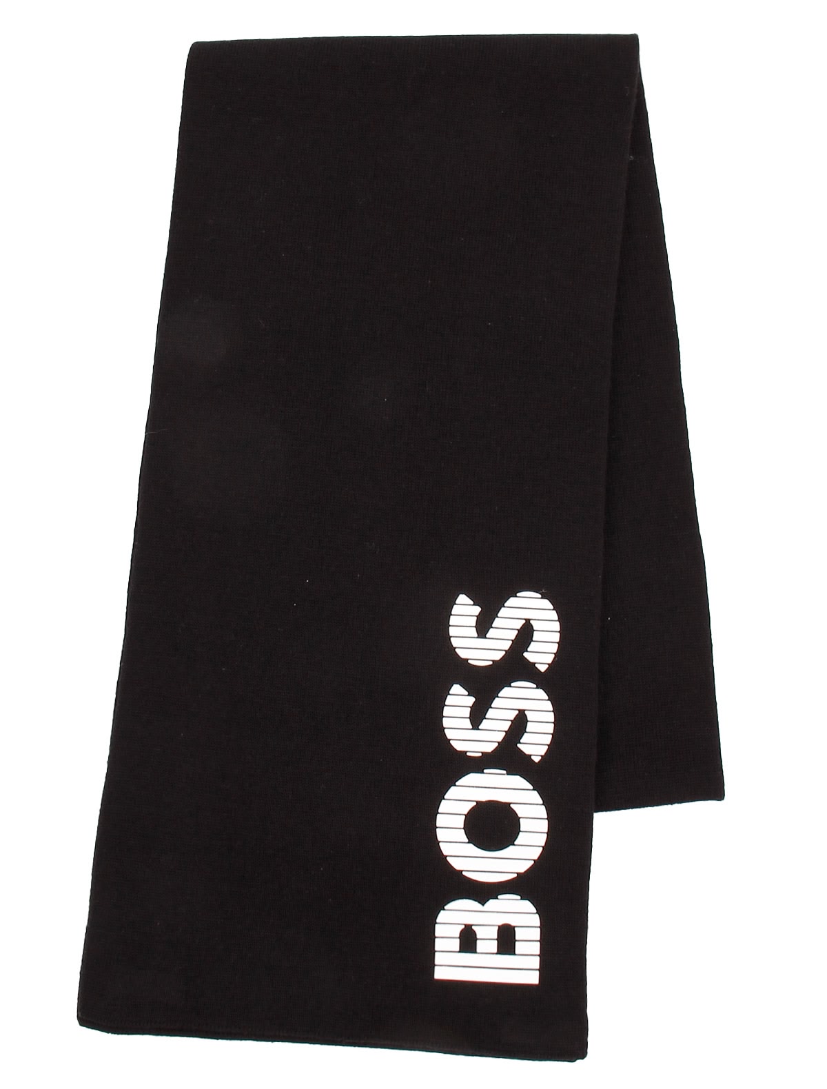 Чёрный шарф из хлопка с логотипом