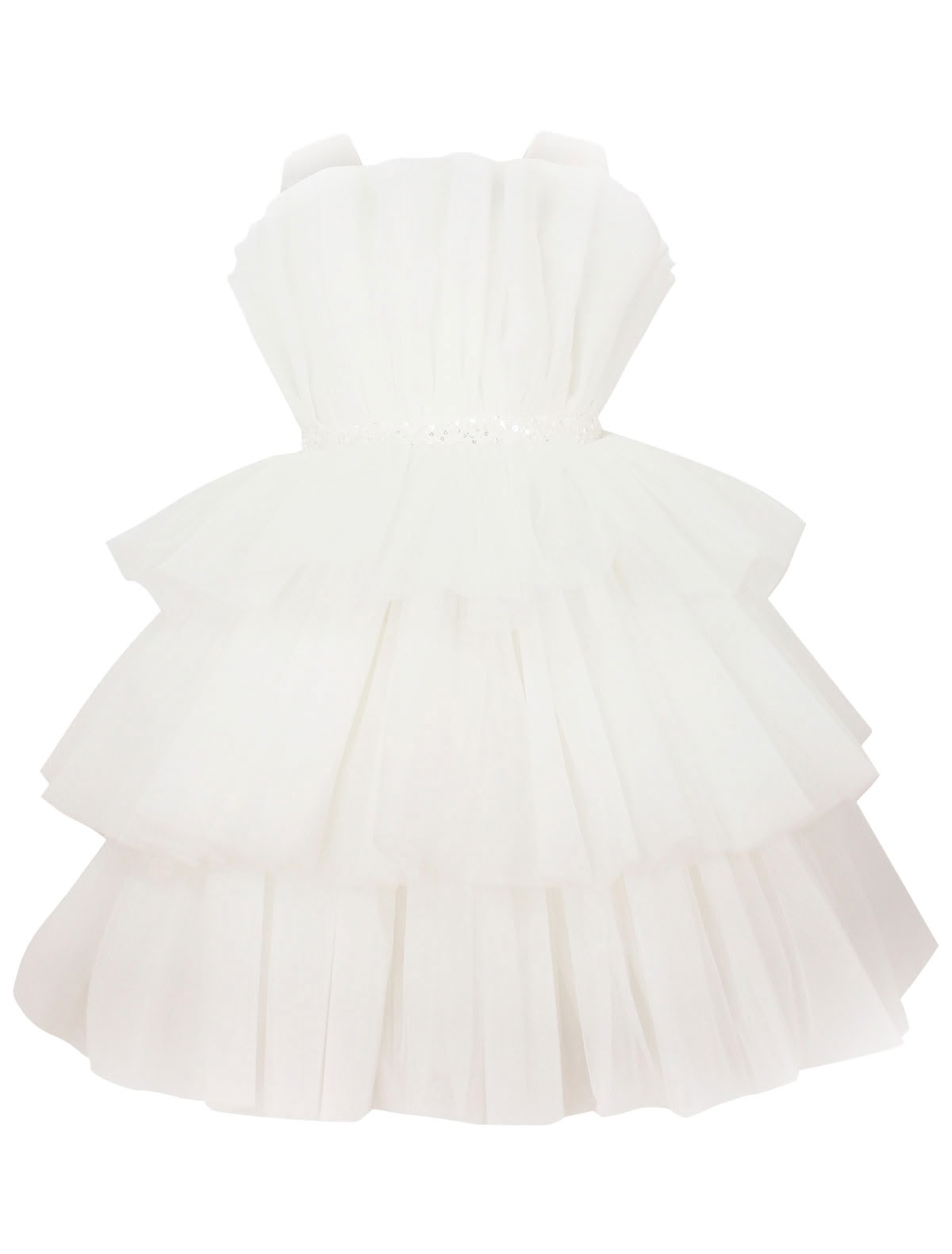 Белое ярусное платье