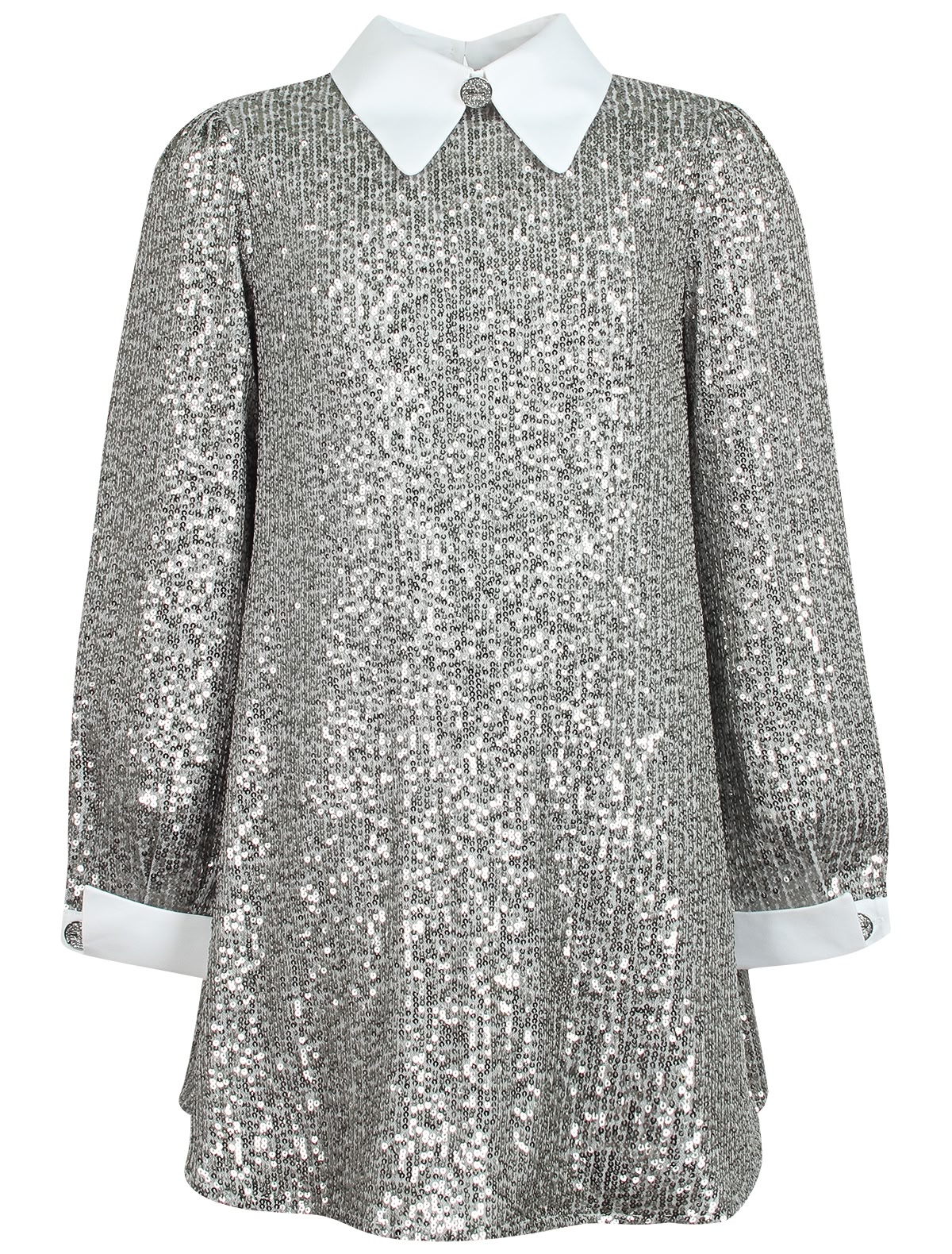 Серебристое платье с пайетками