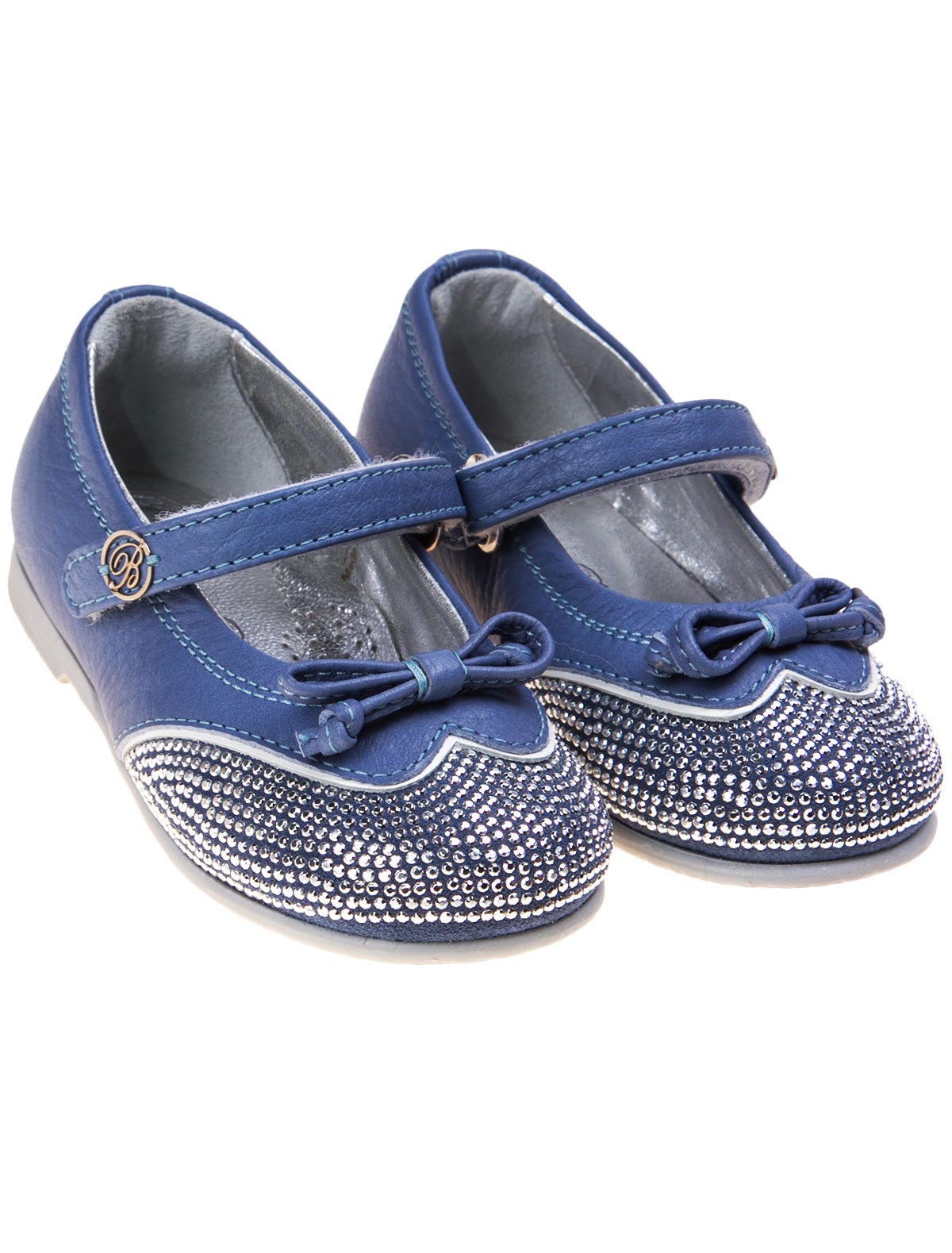 Синие туфли с мысками из страз