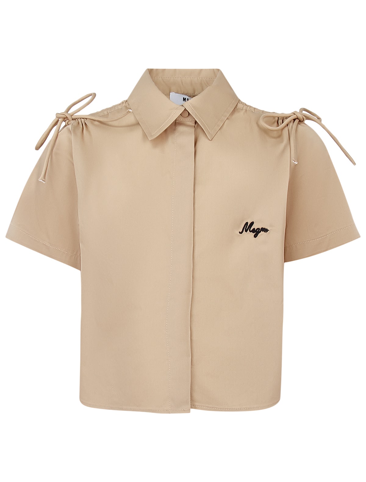 Бежевая блуза с завязками