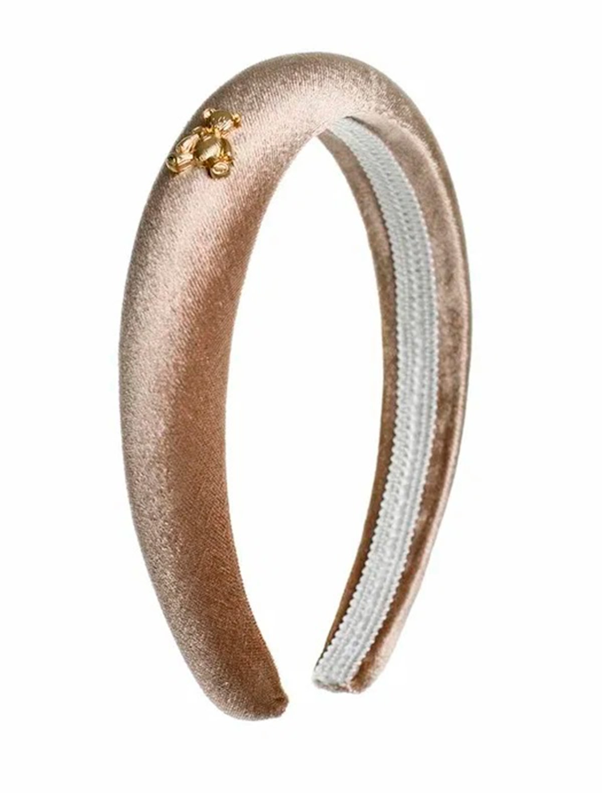 Бежевый ободок с золотым мишкой