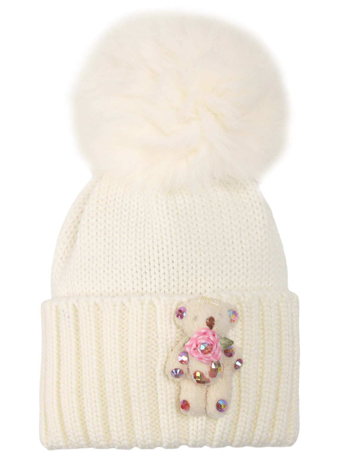 Шерстяная шапка с мишкой