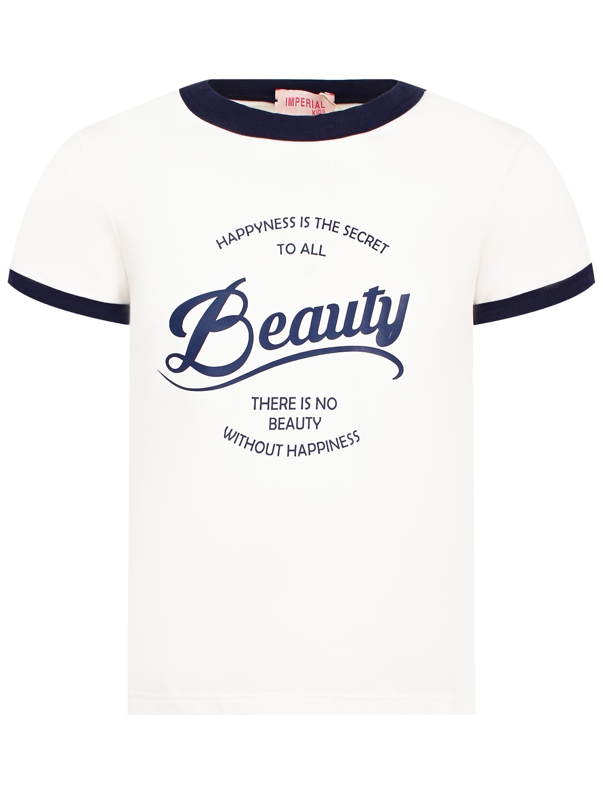 Белая футболка с принтом и чёрной окантовкой