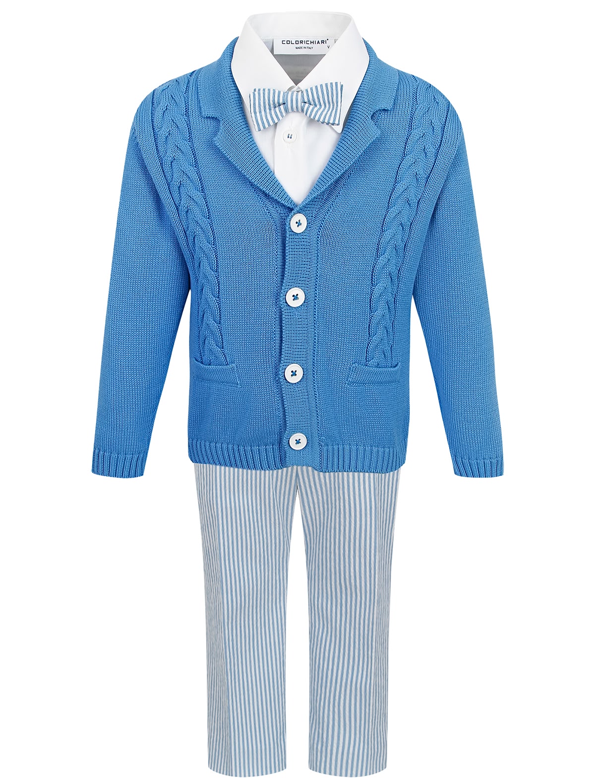 Голубой комплект из 4 шт с кардиганом