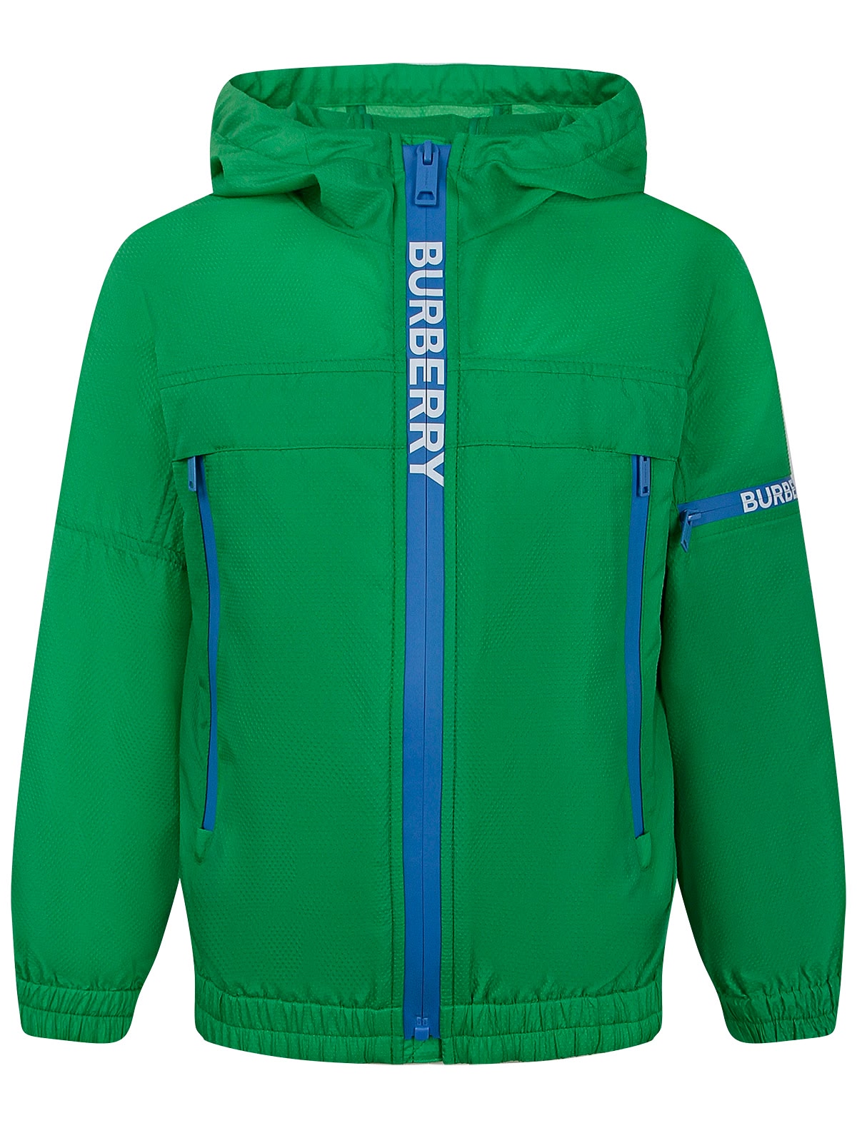 Зеленая ветровка с контрастной окантовкой