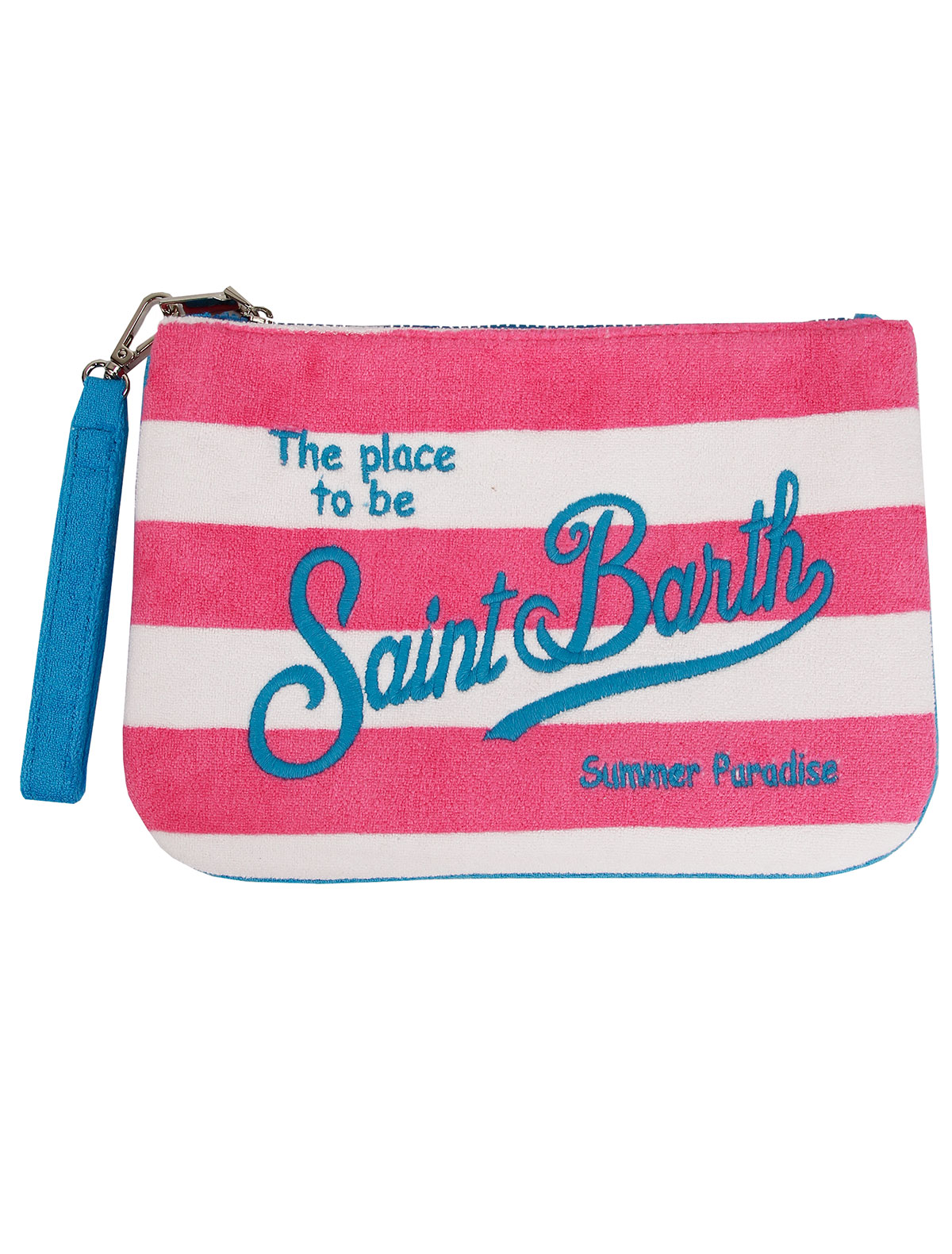 Розовая косметичка в полоску