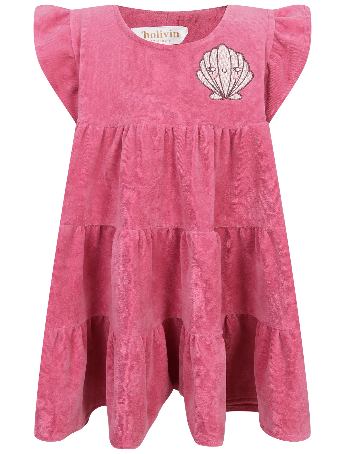 Платье из велюра с вышивкой ракушка