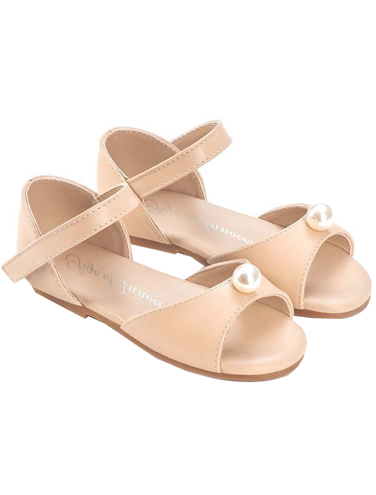Бежевые Босоножки с жемчужиной