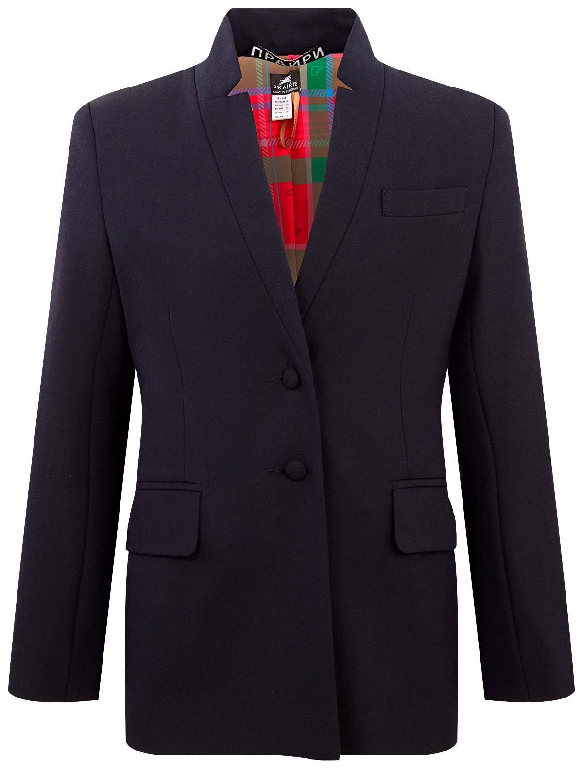 Тёмно-синий пиджак с яркой подкладкой