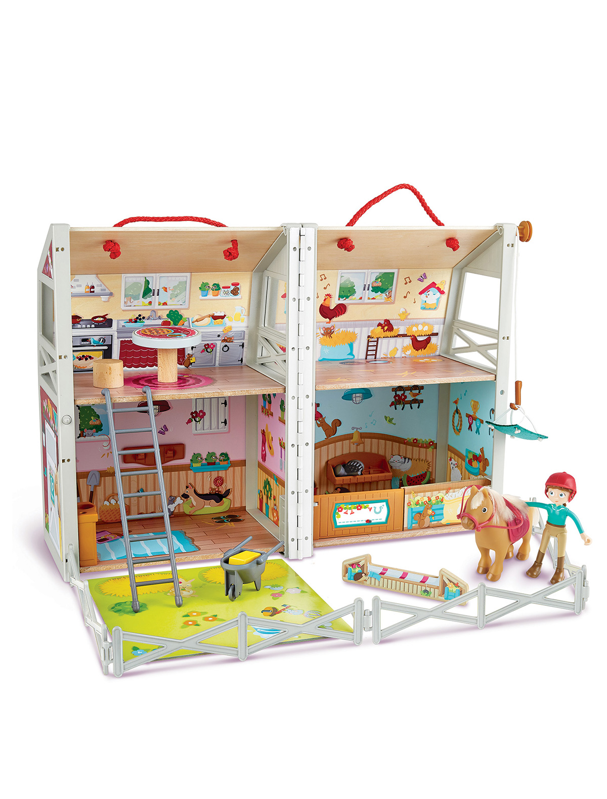 Игрушка Hape кукольный домик конструктор для девочек с мебелью куклой 2 этажа 4 комнаты 370000009