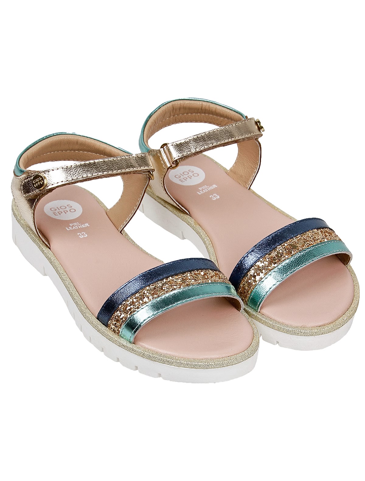 Босоножки из натуральной кожи с блестками