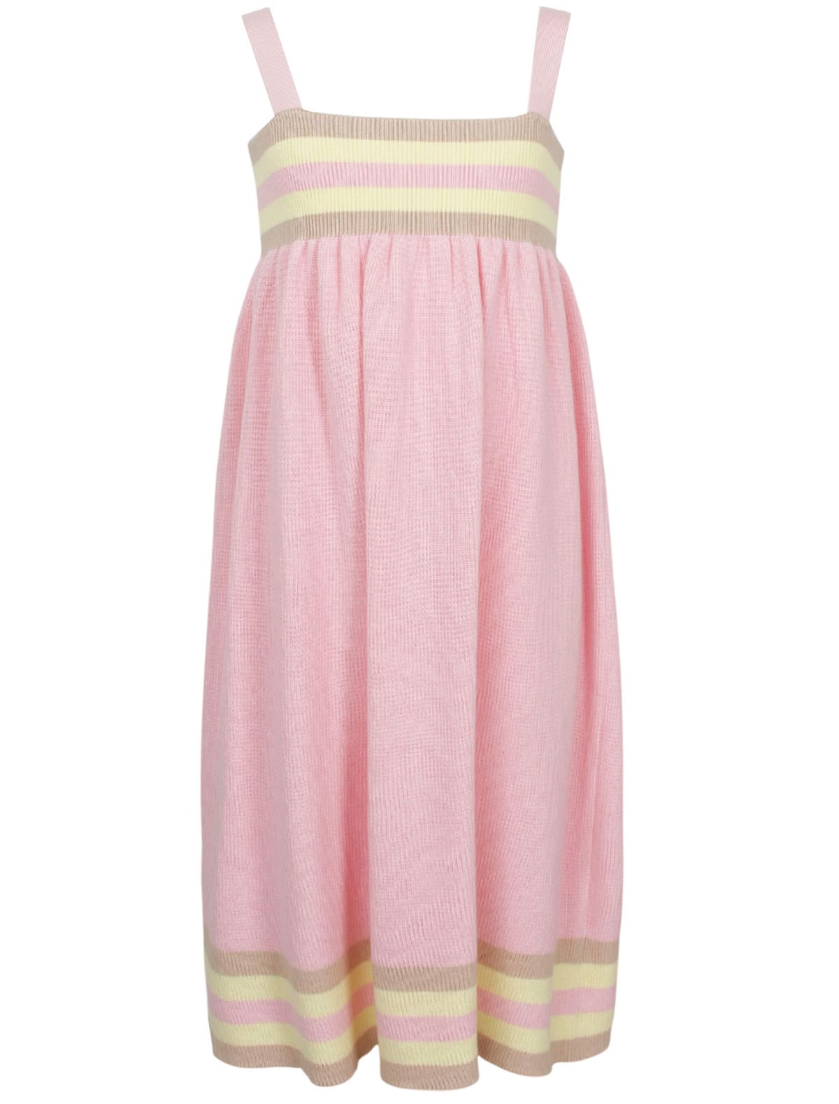 Трикотажный розовый сарафан с полосками