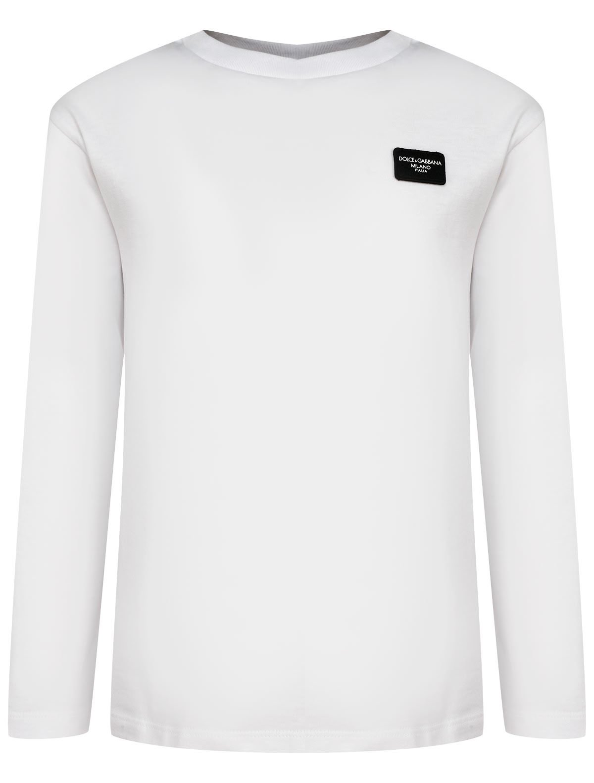 Белый лонгслив с пластиной логотипа